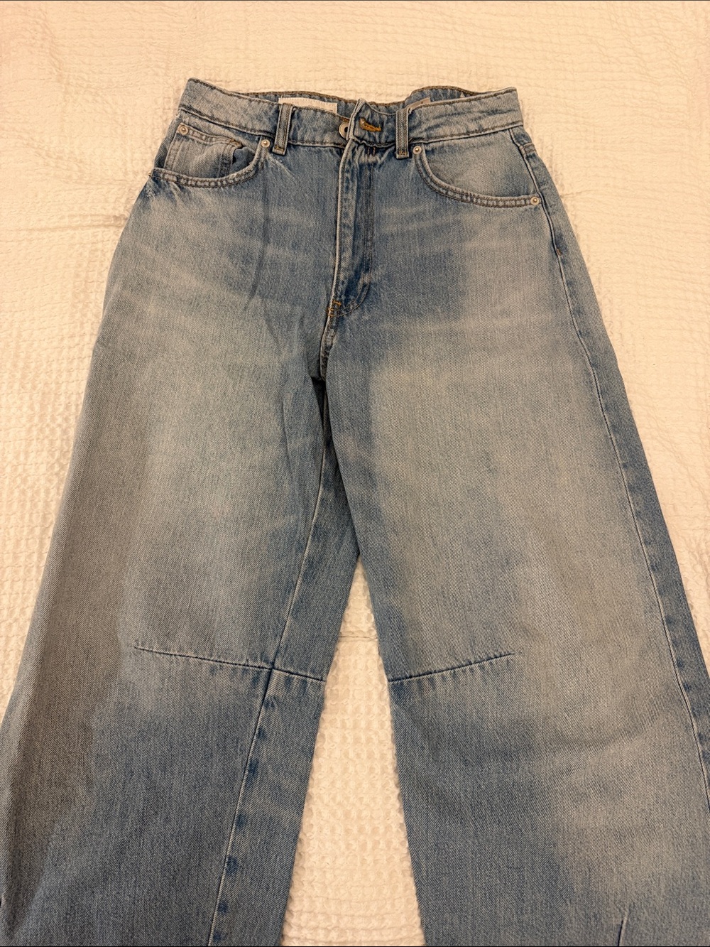 Zara Light Blue High-Rise Wide Leg Jeans